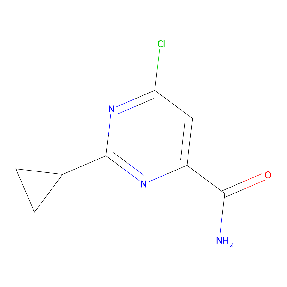 6-Chloro-2-cyclopropylpyrimidine-4-carboxamide molecular structure, CAS 2092841-66-0