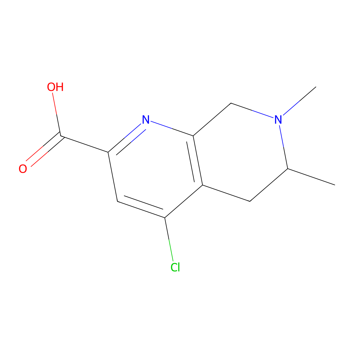 4-Chloro-6,7-dimethyl-5,6,7,8-tetrahydro-1,7-naphthyridine-2-carboxylic acid molecular structure, CAS 2092841-75-1