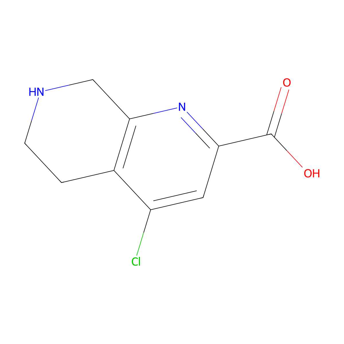 4-Chloro-5,6,7,8-tetrahydro-1,7-naphthyridine-2-carboxylic acid molecular structure, CAS 2092852-06-5