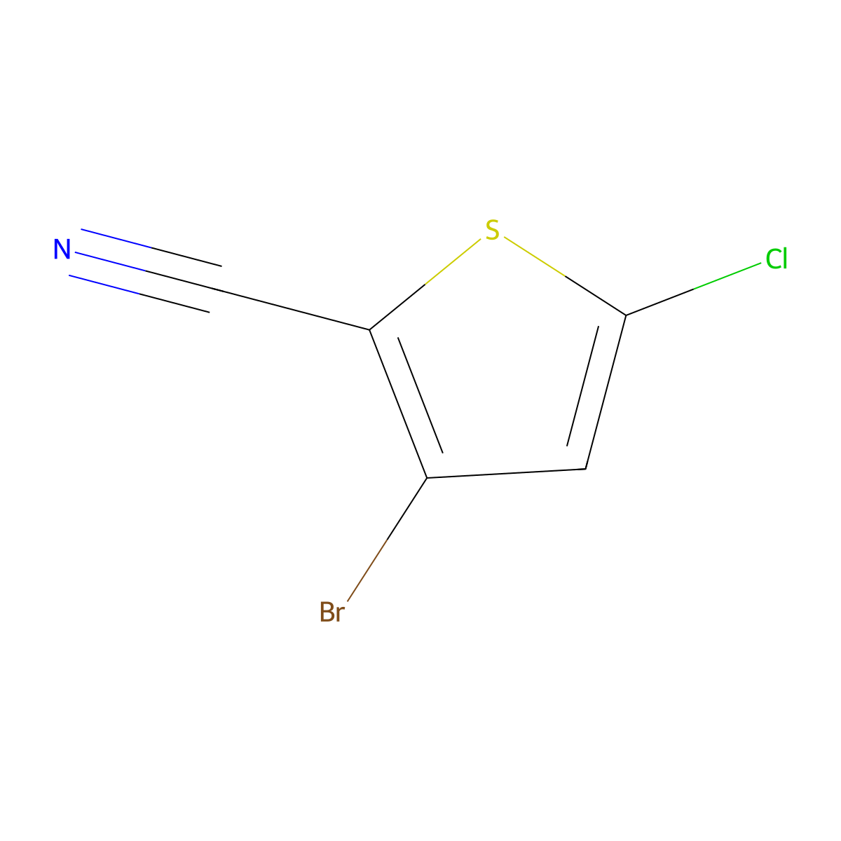 3-Bromo-5-chlorothiophene-2-carbonitrile molecular structure, CAS 2092852-28-1