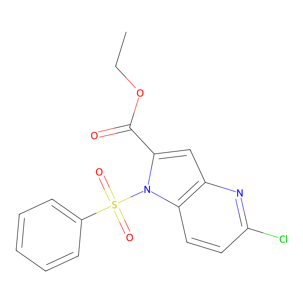 Ethyl 1-(benzenesulfonyl)-5-chloro-1H-pyrrolo[3,2-b]pyridine-2-carboxylate molecular structure, CAS 209286-86-2