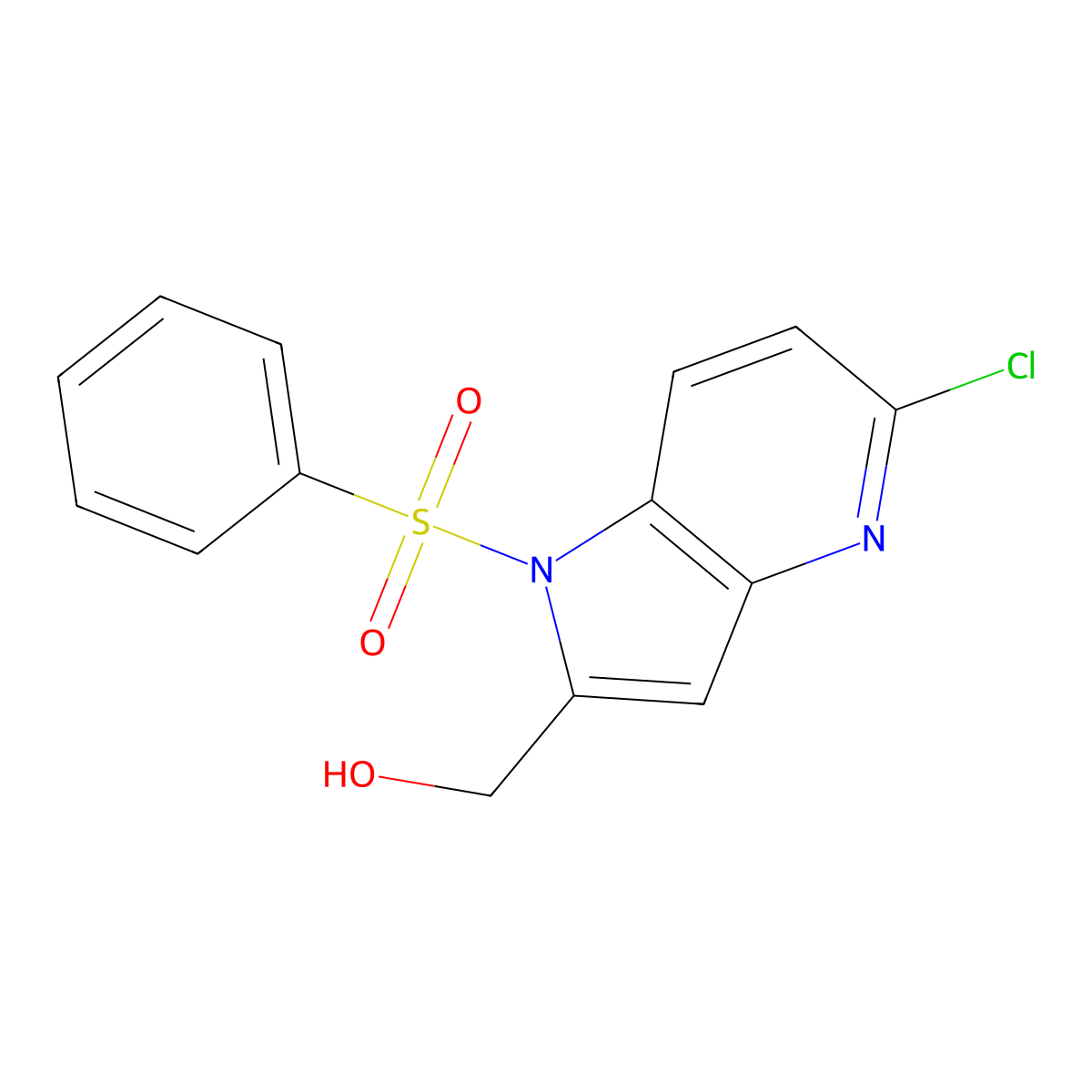 (1-benzenesulfonyl-5-chloro-1H-pyrrolo[3,2-b]pyridin-2-yl)-methanol molecular structure, CAS 209286-87-3