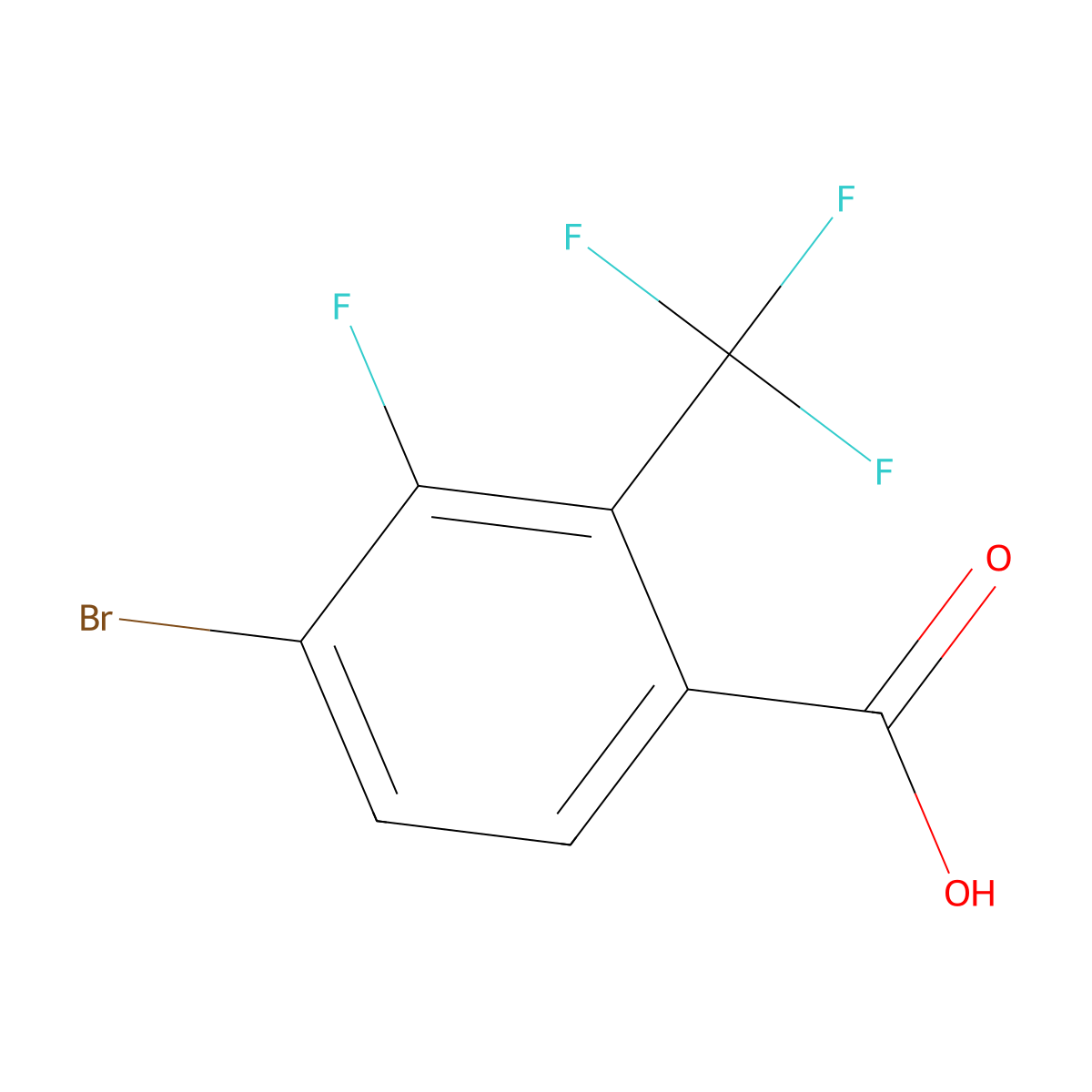 4-Bromo-3-fluoro-2-(trifluoromethyl)benzoic acid molecular structure, CAS 2092861-94-2