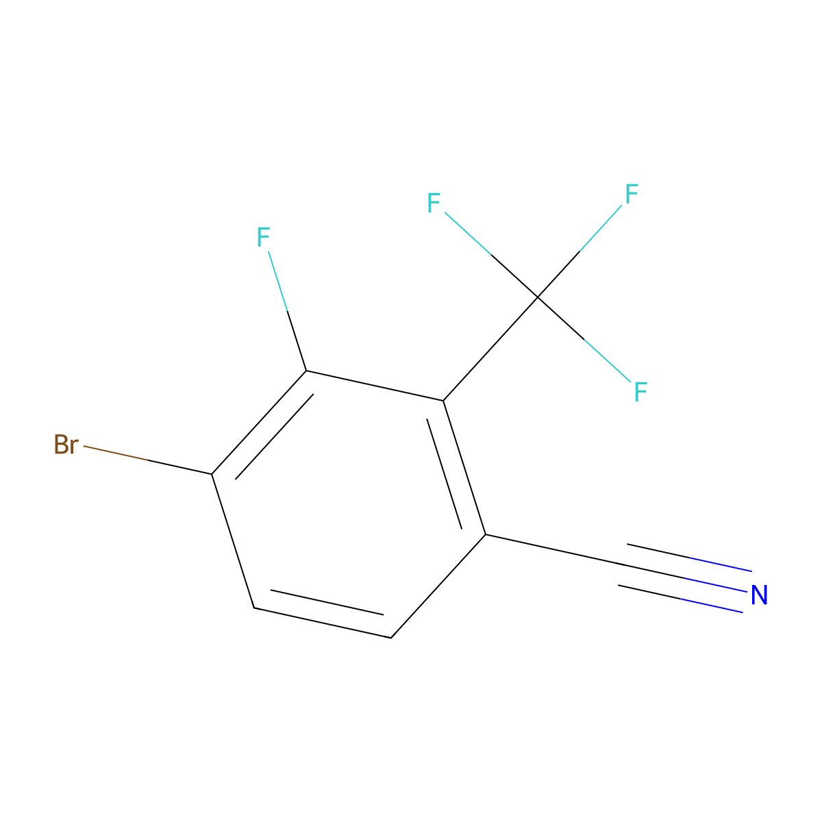 4-Bromo-3-fluoro-2-(trifluoromethyl)benzonitrile molecular structure, CAS 2092862-53-6