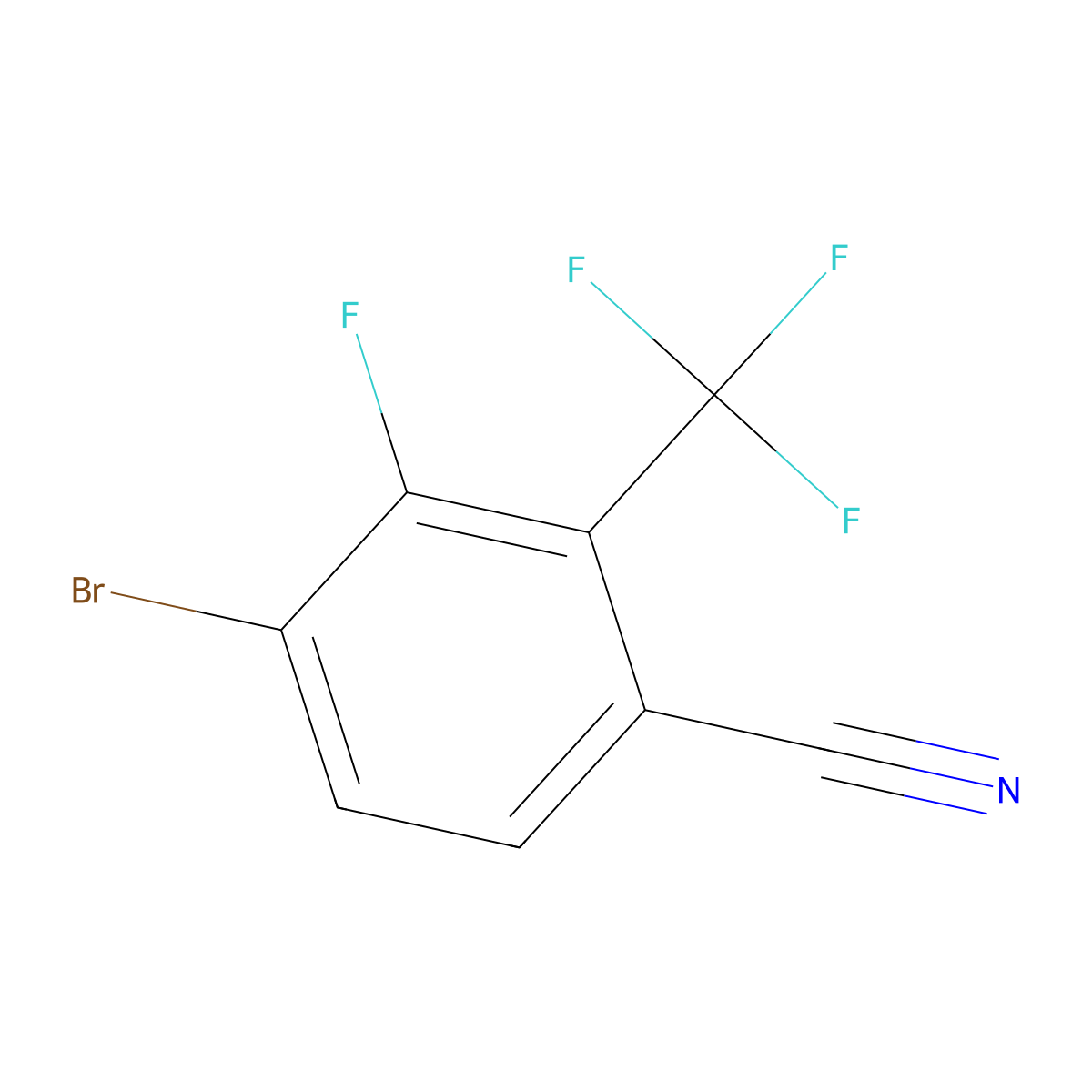4-Bromo-3-fluoro-2-(trifluoromethyl)benzonitrile molecular structure, CAS 2092862-53-6