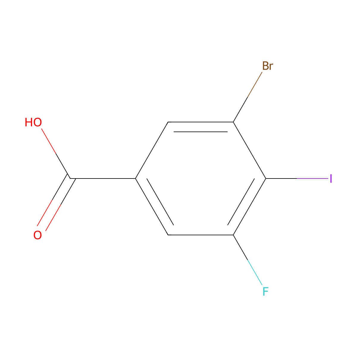 3-Bromo-5-fluoro-4-iodobenzoic acid molecular structure, CAS 2092862-81-0