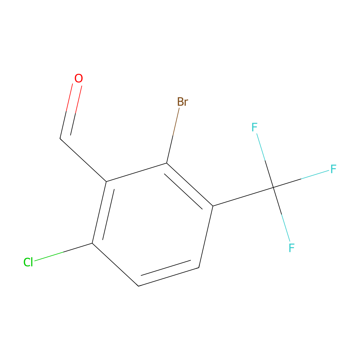 2-Bromo-6-chloro-3-(trifluoromethyl)benzaldehyde molecular structure, CAS 2092863-60-8