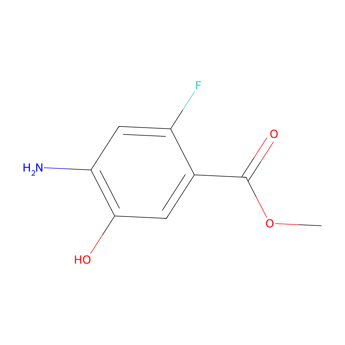Methyl 4-amino-2-fluoro-5-hydroxybenzoate molecular structure, CAS 2092864-42-9