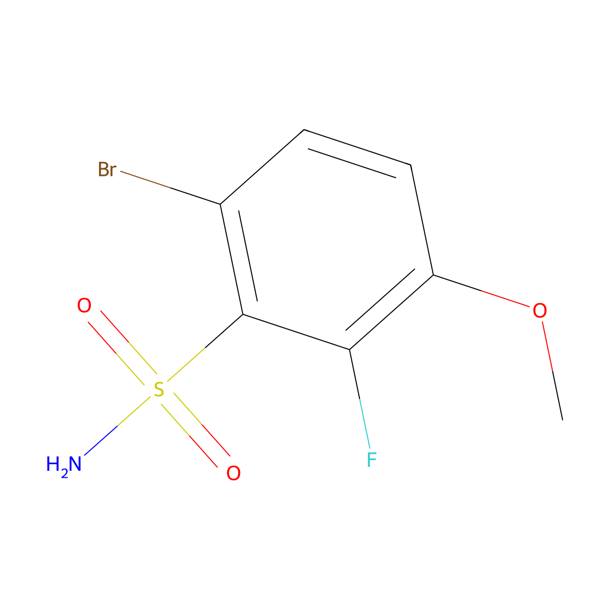 6-Bromo-2-fluoro-3-methoxybenzene-1-sulfonamide molecular structure, CAS 2092864-47-4