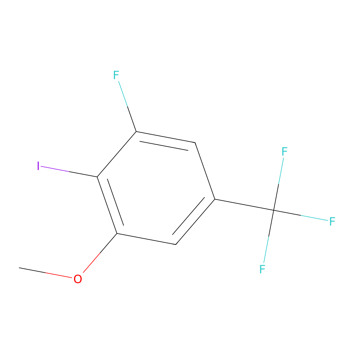 1-Fluoro-2-iodo-3-methoxy-5-(trifluoromethyl)benzene molecular structure, CAS 2092865-87-5