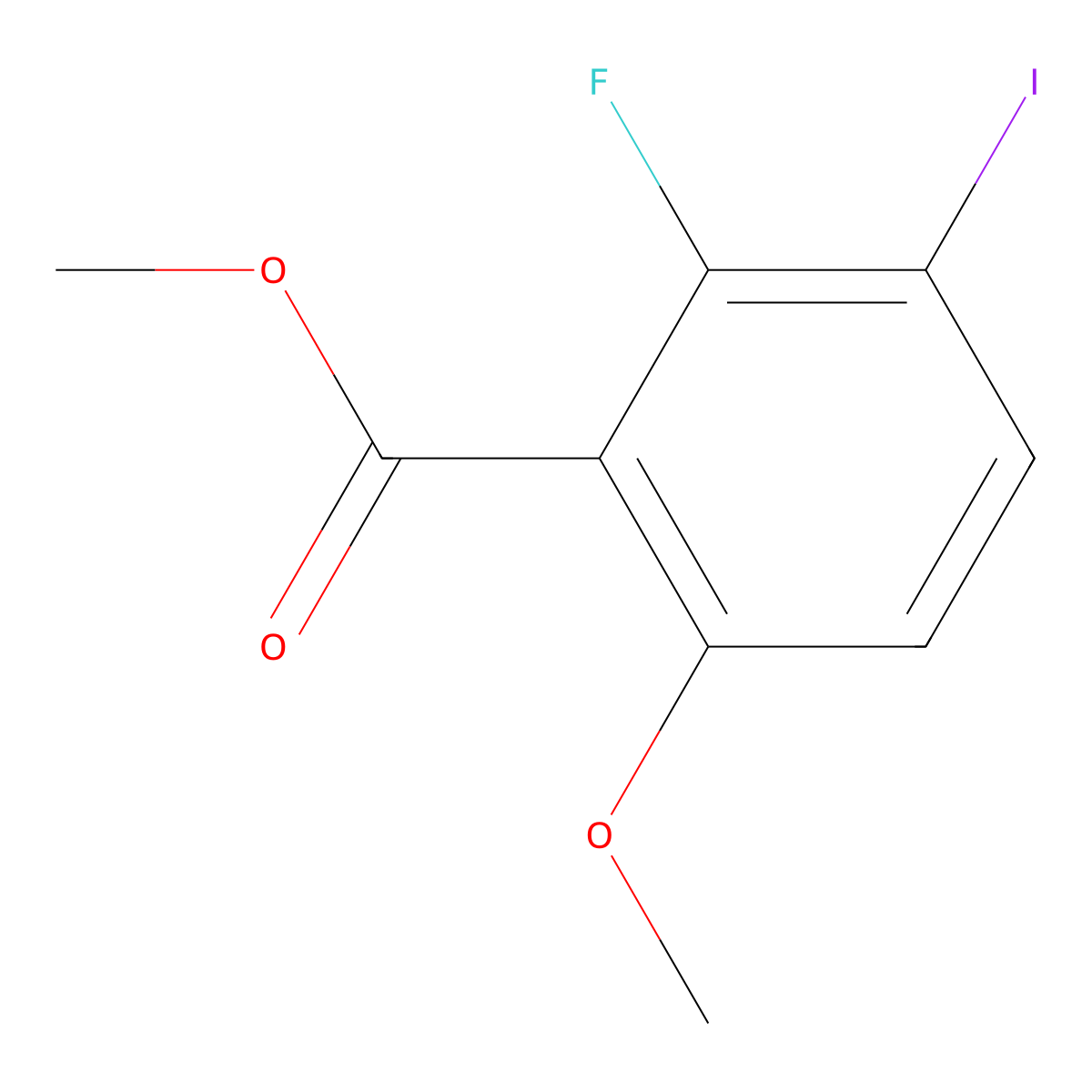 Methyl 2-fluoro-3-iodo-6-methoxybenzoate molecular structure, CAS 2092866-17-4