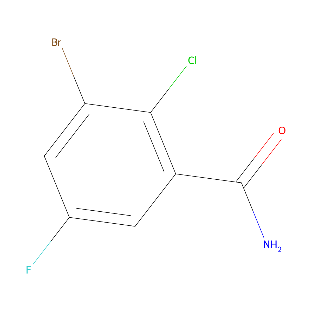 3-Bromo-2-chloro-5-fluorobenzamide molecular structure, CAS 2092867-40-6