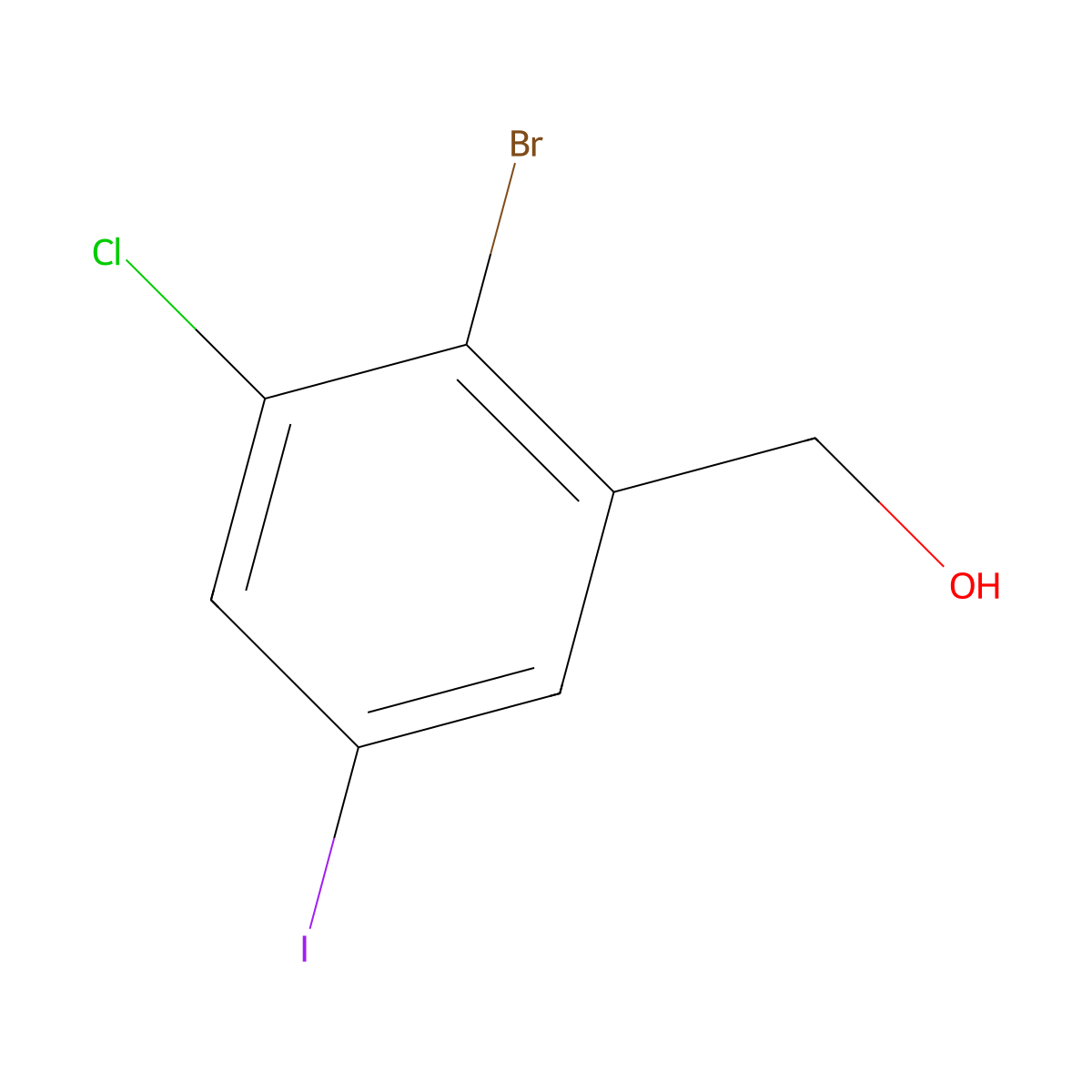 2-Bromo-3-chloro-5-iodobenzyl alcohol molecular structure, CAS 2092867-48-4