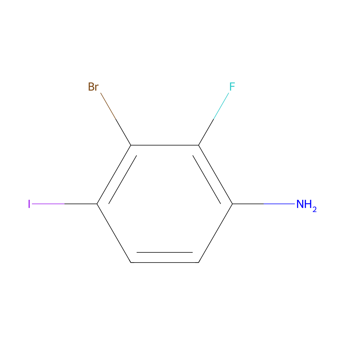 3-Bromo-2-fluoro-4-iodoaniline molecular structure, CAS 2092868-71-6