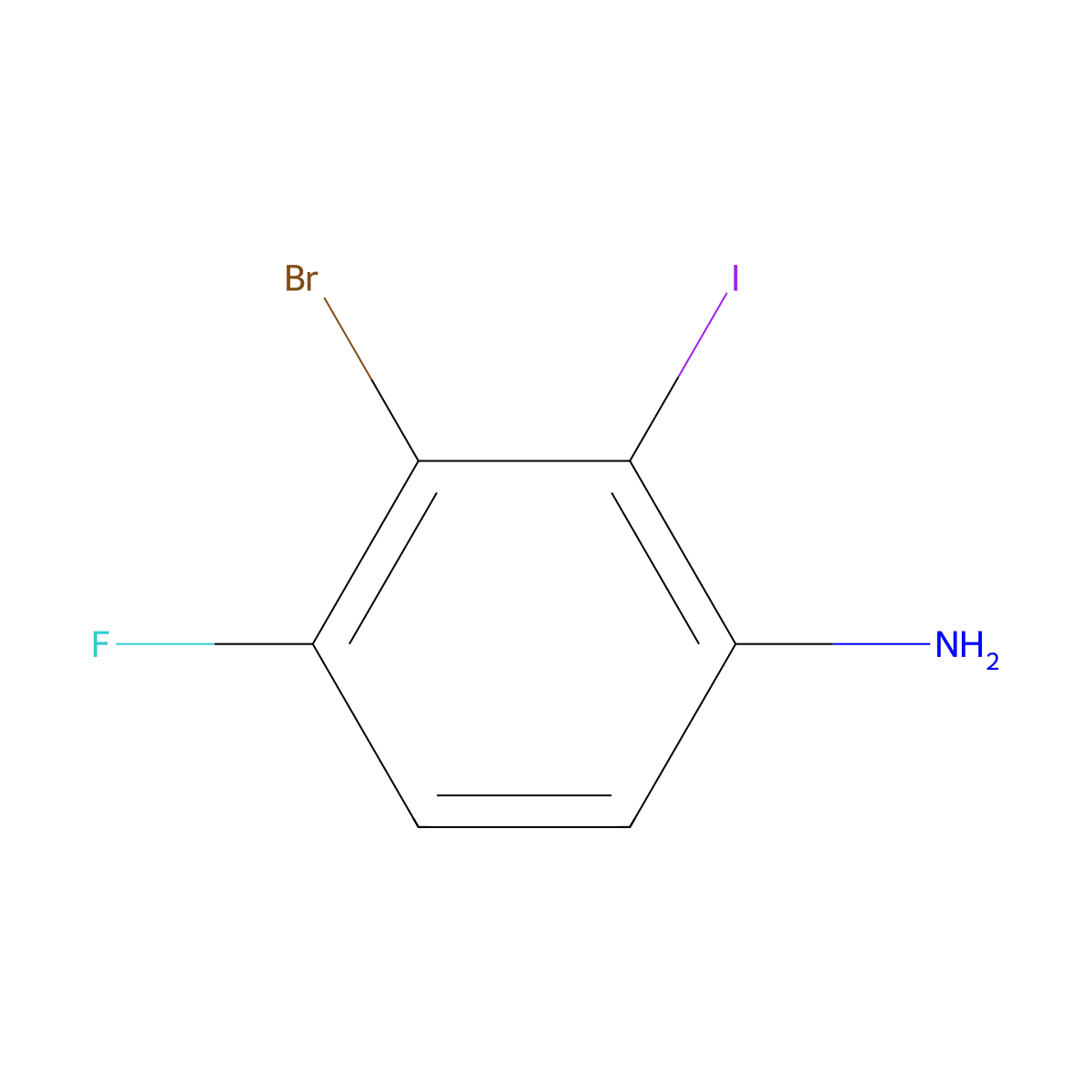 3-Bromo-4-fluoro-2-iodoaniline molecular structure, CAS 2092868-73-8