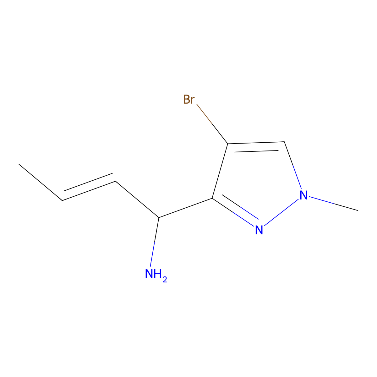 1-(4-Bromo-1-methyl-1H-pyrazol-3-yl)but-2-en-1-amine molecular structure, CAS 2092886-09-2