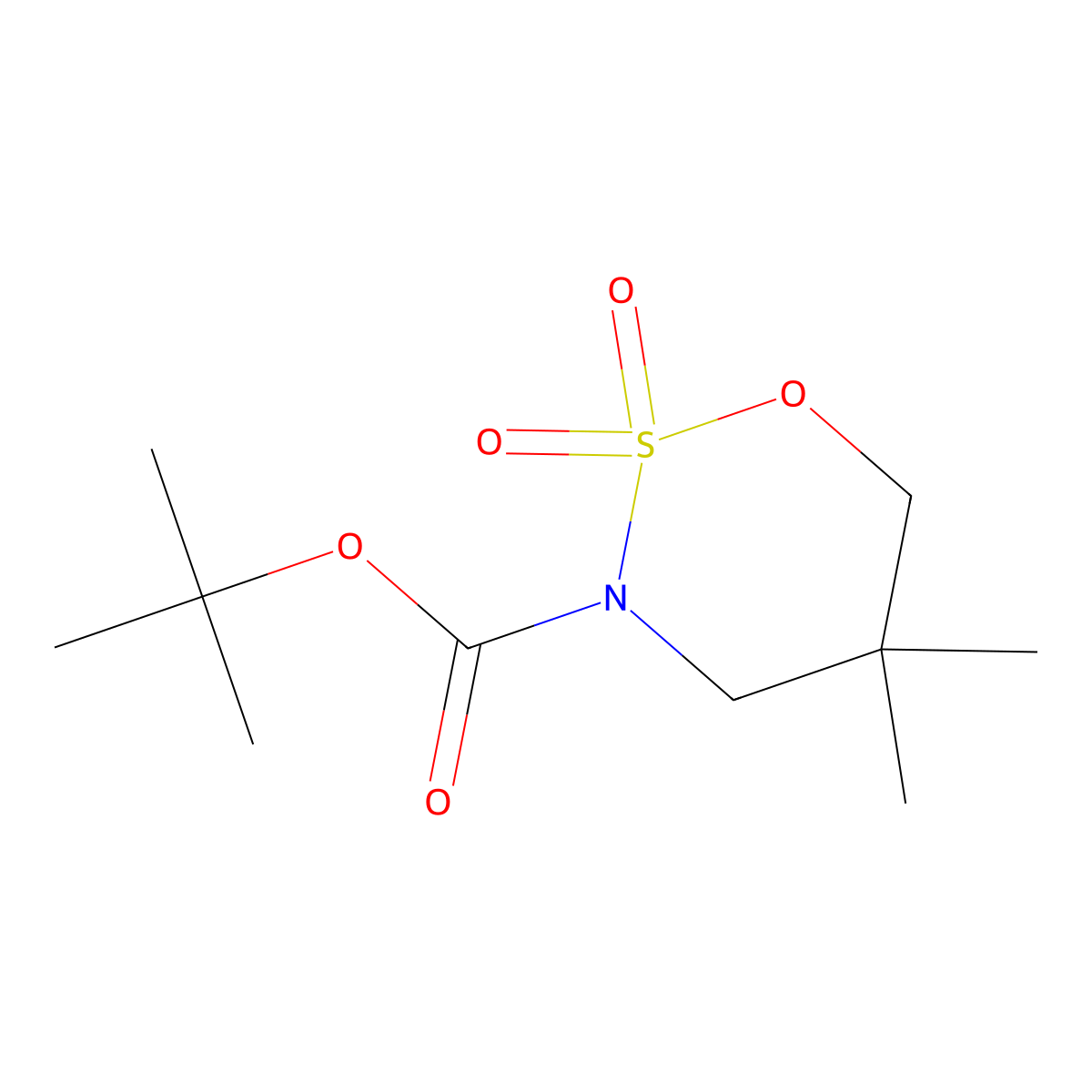 Tert-butyl 5,5-dimethyl-2,2-dioxo-1,2lambda6,3-oxathiazinane-3-carboxylate molecular structure, CAS 2092899-81-3