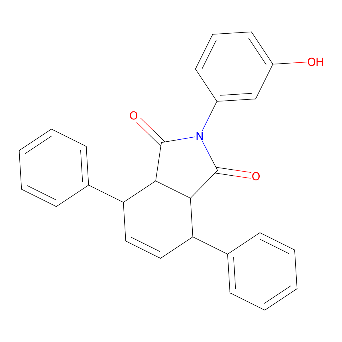 2-(3-hydroxyphenyl)-4,7-diphenyl-3a,4,7,7a-tetrahydro-1H-isoindole-1,3(2H)-dione molecular structure, CAS 20929-52-6