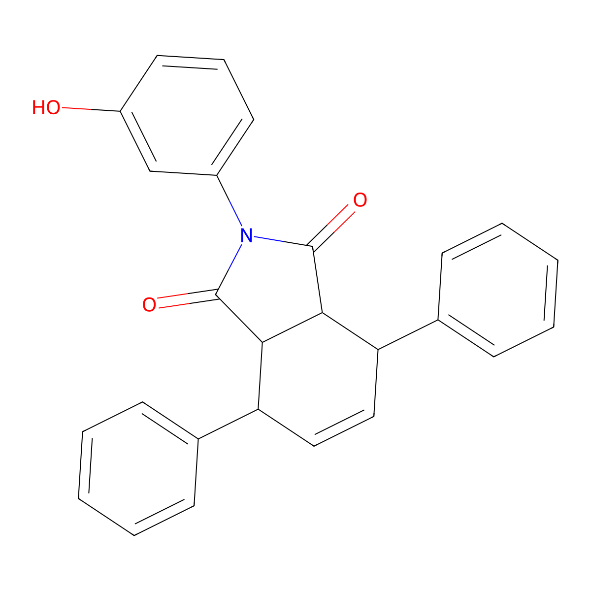 2-(3-hydroxyphenyl)-4,7-diphenyl-3a,4,7,7a-tetrahydro-1H-isoindole-1,3(2H)-dione molecular structure, CAS 20929-52-6