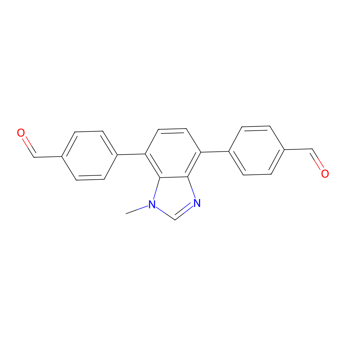 4,4'-(1-Methyl-1H-benzo[d]imidazole-4,7-diyl)dibenzaldehyde molecular structure, CAS 2092907-94-1