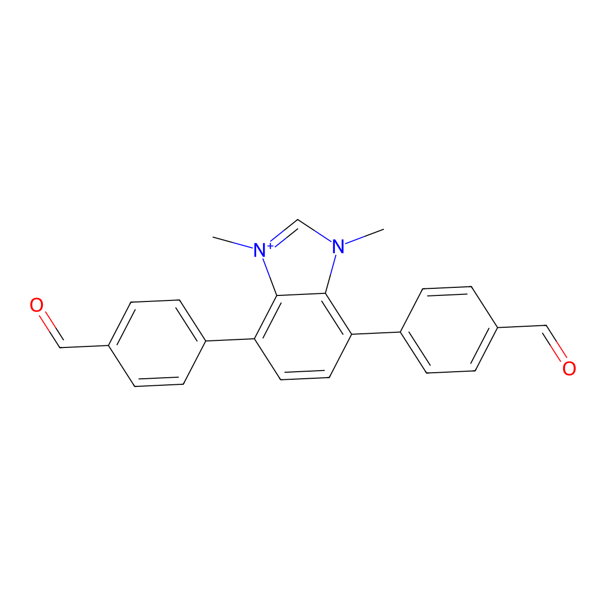 4,7-Bis(4-formylphenyl)-1,3-dimethyl-1H-benzo[d]imidazol-3-ium molecular structure, CAS 2092907-95-2