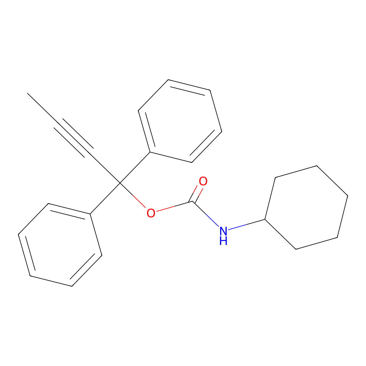 1,1-Diphenyl-2-butynyl cyclohexylcarbamate molecular structure, CAS 20930-10-3