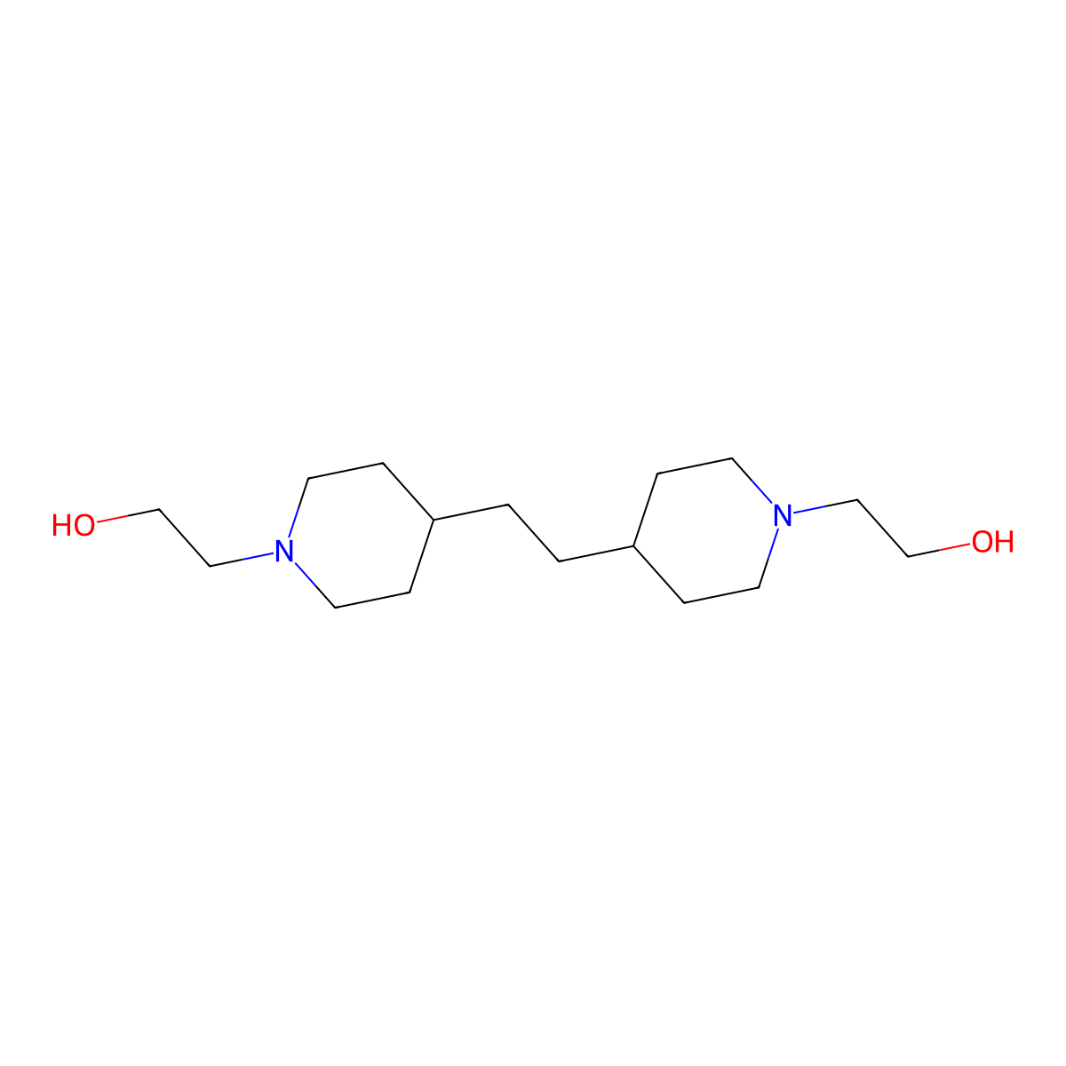 4,4'-(1,2-Ethanediyl)bis-1-piperidineethanol molecular structure, CAS 20930-95-4
