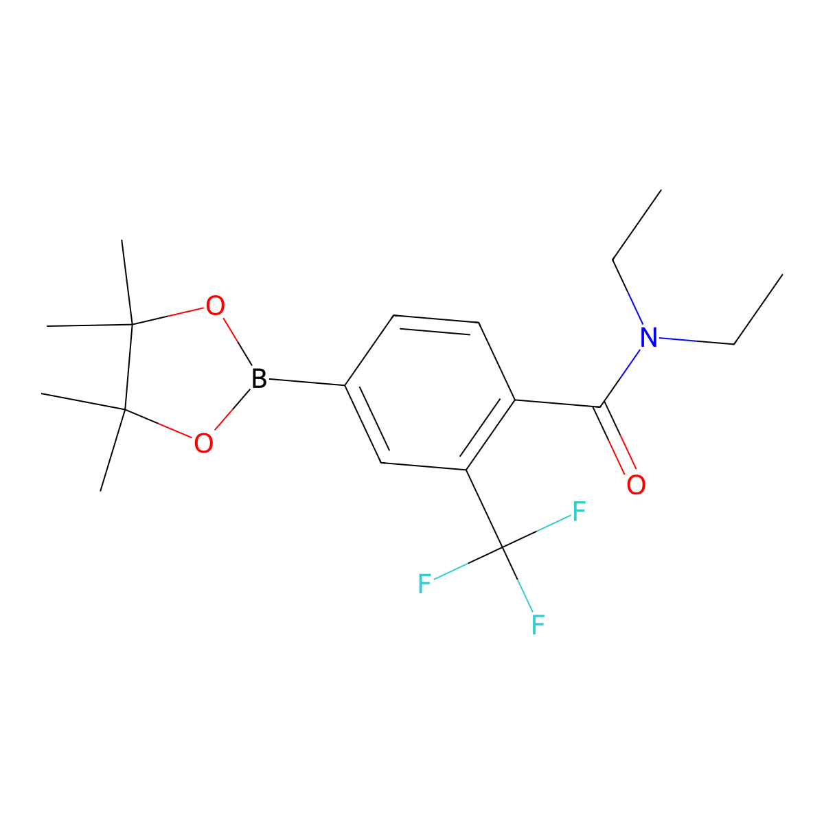 N,N-Diethyl-4-(4,4,5,5-tetramethyl-[1,3,2]dioxaborolan-2-yl)-2-trifluoromethyl-benzamide molecular structure, CAS 2093041-51-9