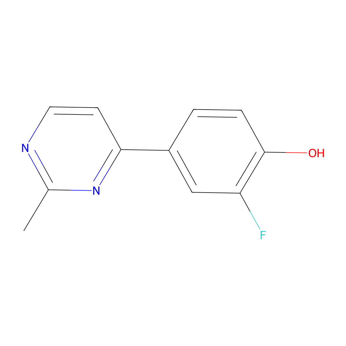 2-fluoro-4-(2-methyl-4-pyrimidinyl)Phenol molecular structure, CAS 2093091-96-2