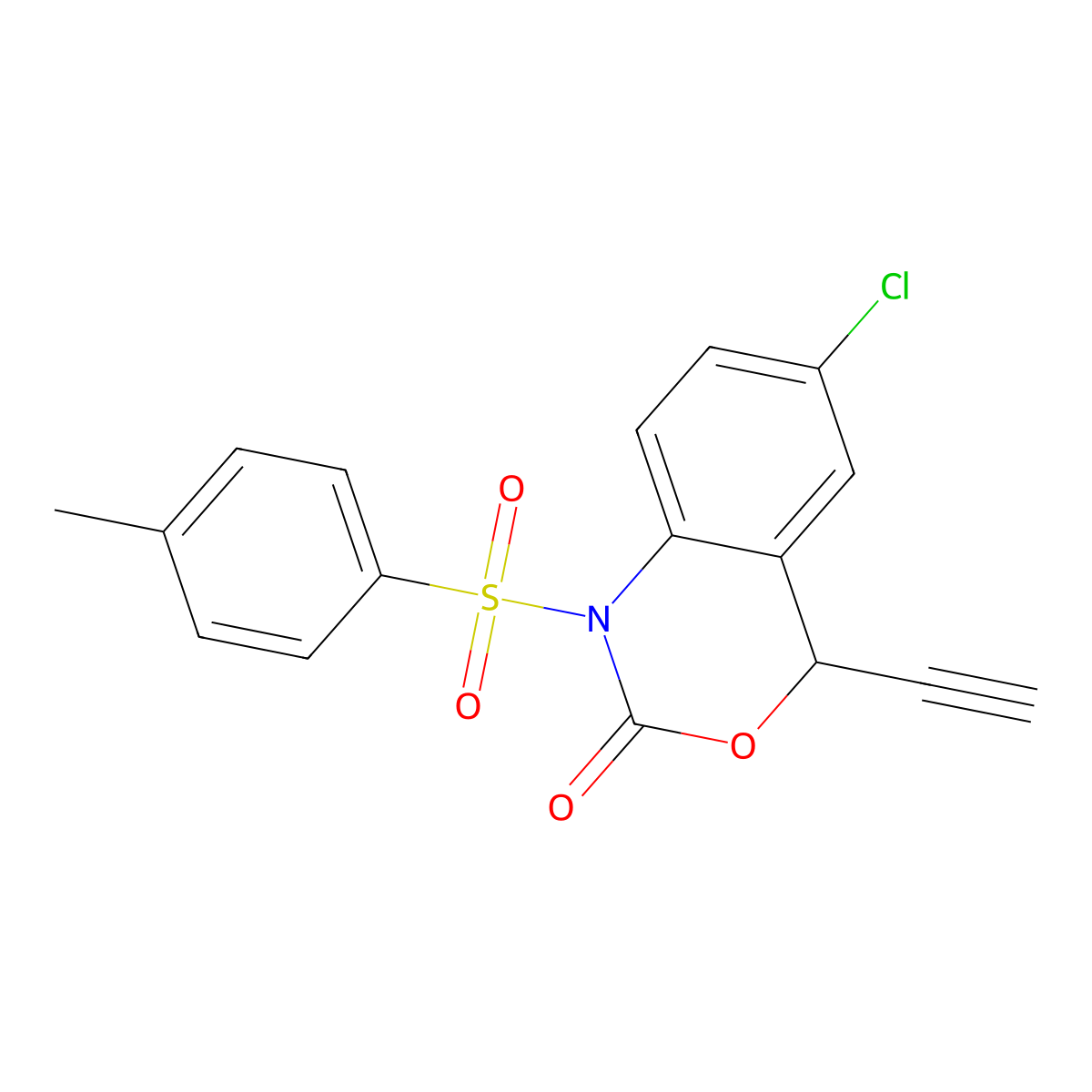 6-Chloro-4-ethynyl-1,4-dihydro-1-[(4-methylphenyl)sulfonyl]-2H-3,1-benzoxazin-2-one molecular structure, CAS 2093115-05-8