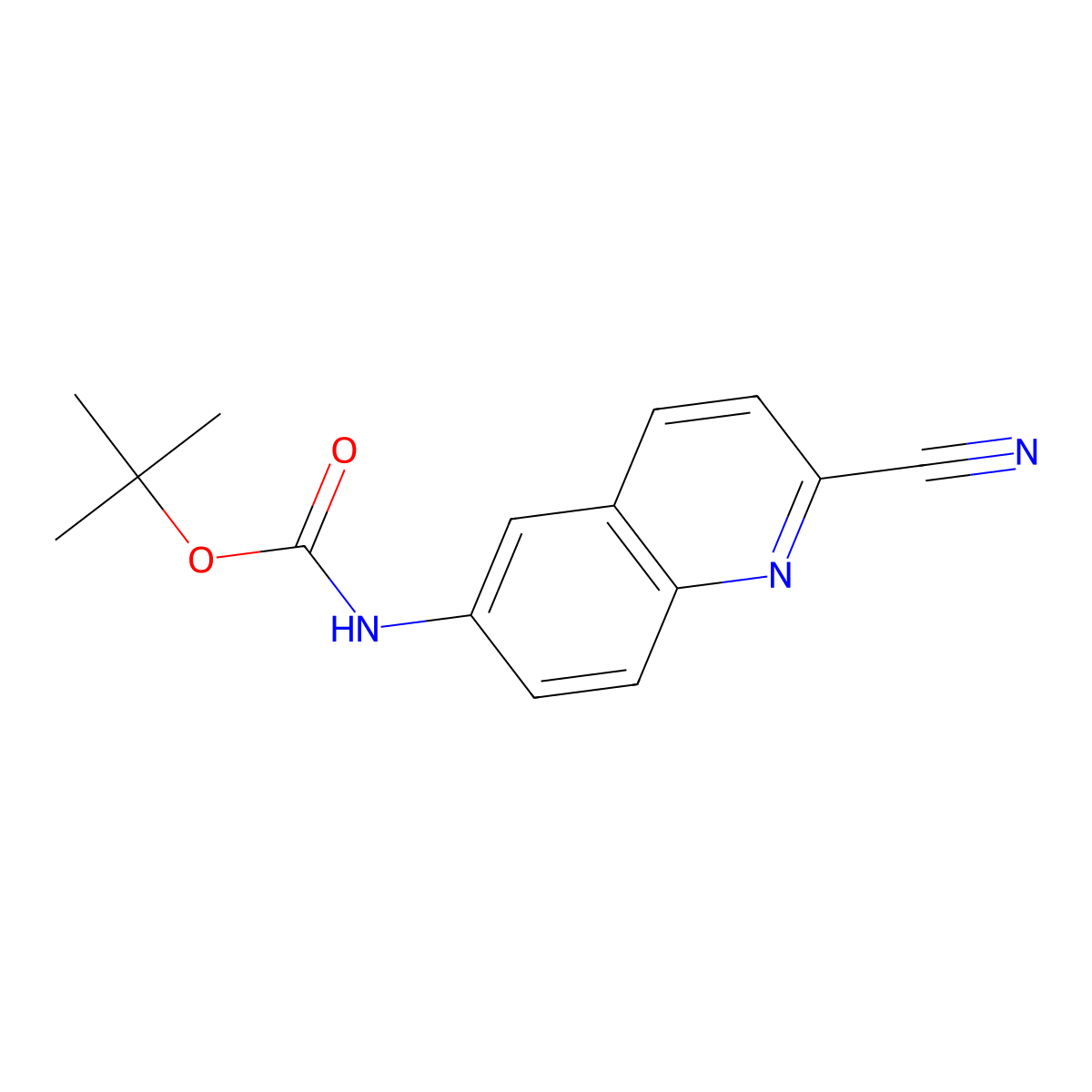 tert-butyl N-(2-cyanoquinolin-6-yl)carbamate molecular structure, CAS 2093156-96-6