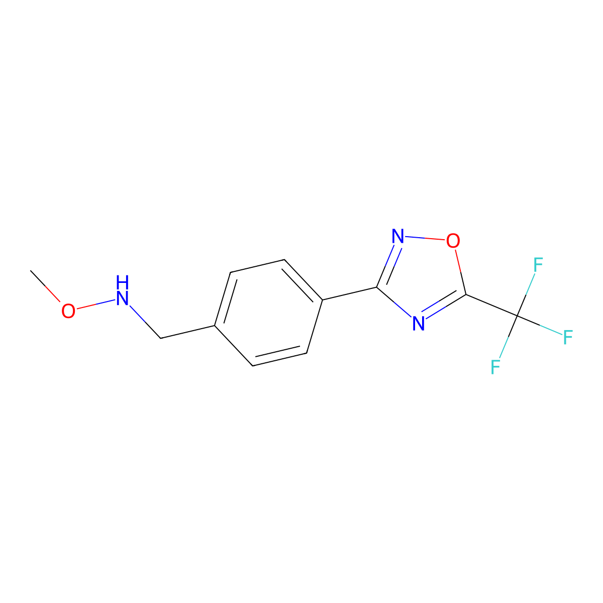 Methoxy({4-[5-(trifluoromethyl)-1,2,4-oxadiazol-3-yl]phenyl}methyl)amine molecular structure, CAS 2093187-32-5