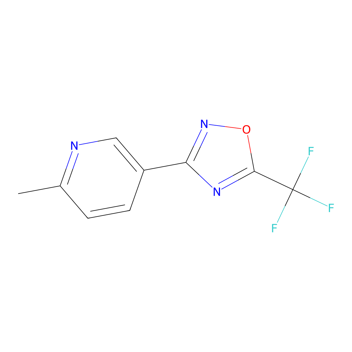2-Methyl-5-[5-(trifluoromethyl)-1,2,4-oxadiazol-3-yl]pyridine molecular structure, CAS 2093187-49-4