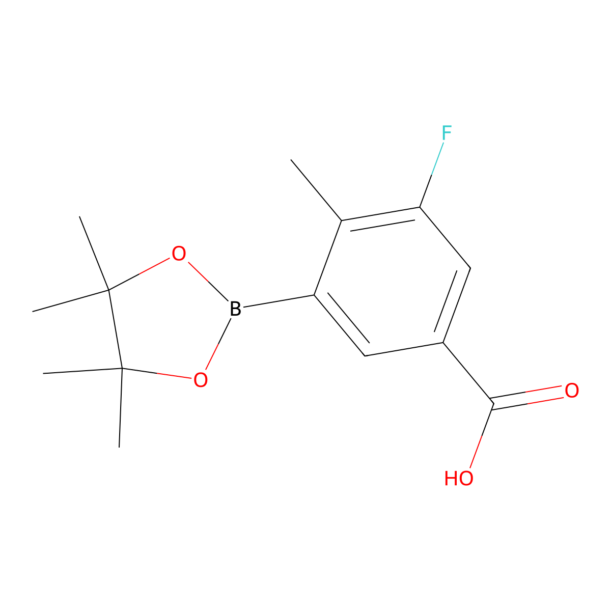 3-Fluoro-4-methyl-5-(4,4,5,5-tetramethyl-1,3,2-dioxaborolan-2-yl)benzoic acid molecular structure, CAS 2093221-12-4