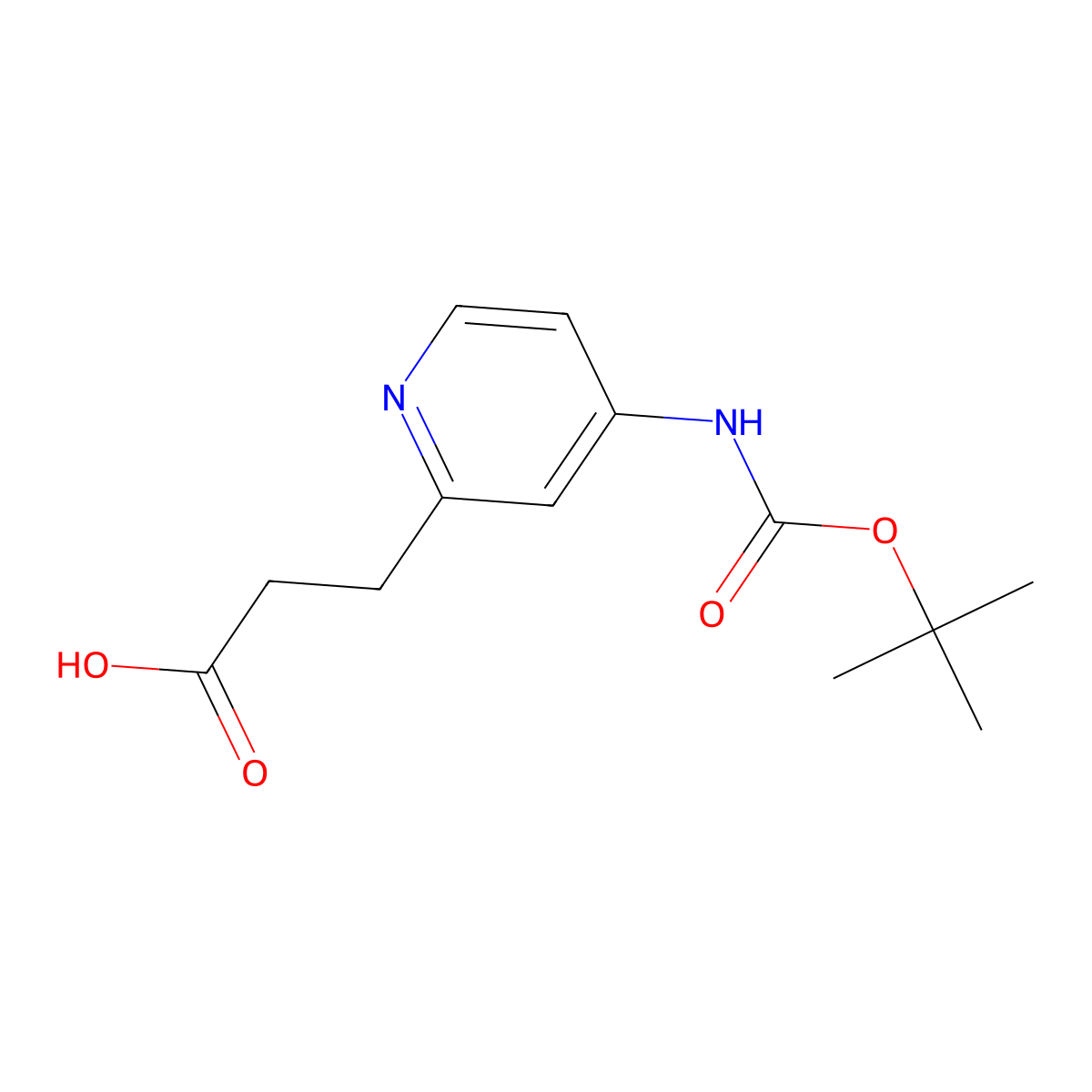 3-(4-((Tert-butoxycarbonyl)amino)pyridin-2-YL)propanoic acid molecular structure, CAS 2093275-38-6