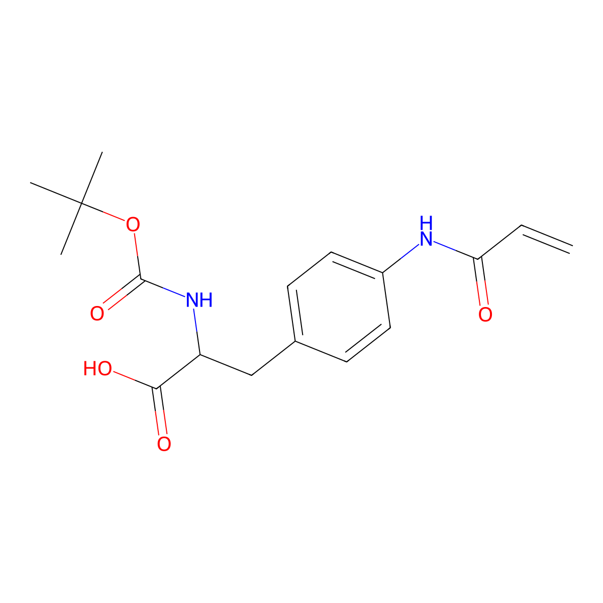(2S)-2-{[(tert-butoxy)carbonyl]amino}-3-[4-(prop-2-enamido)phenyl]propanoic acid molecular structure, CAS 2093285-48-2