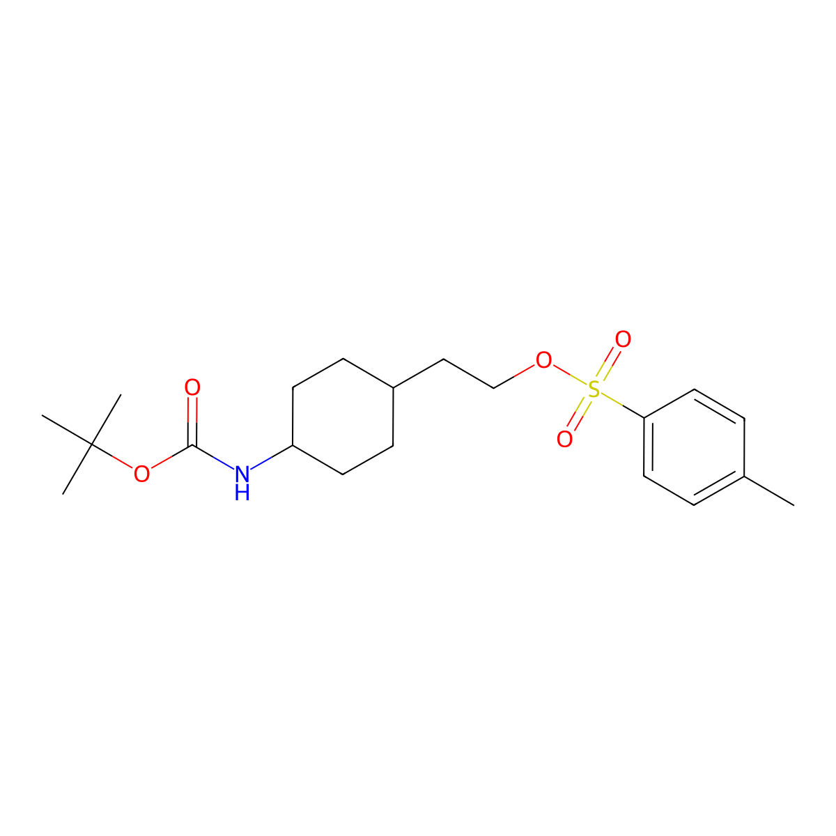 2-(Trans-4-((tert-butoxycarbonyl)amino)cyclohexyl)ethyl 4-methylbenzenesulfonate molecular structure, CAS 2093293-77-5
