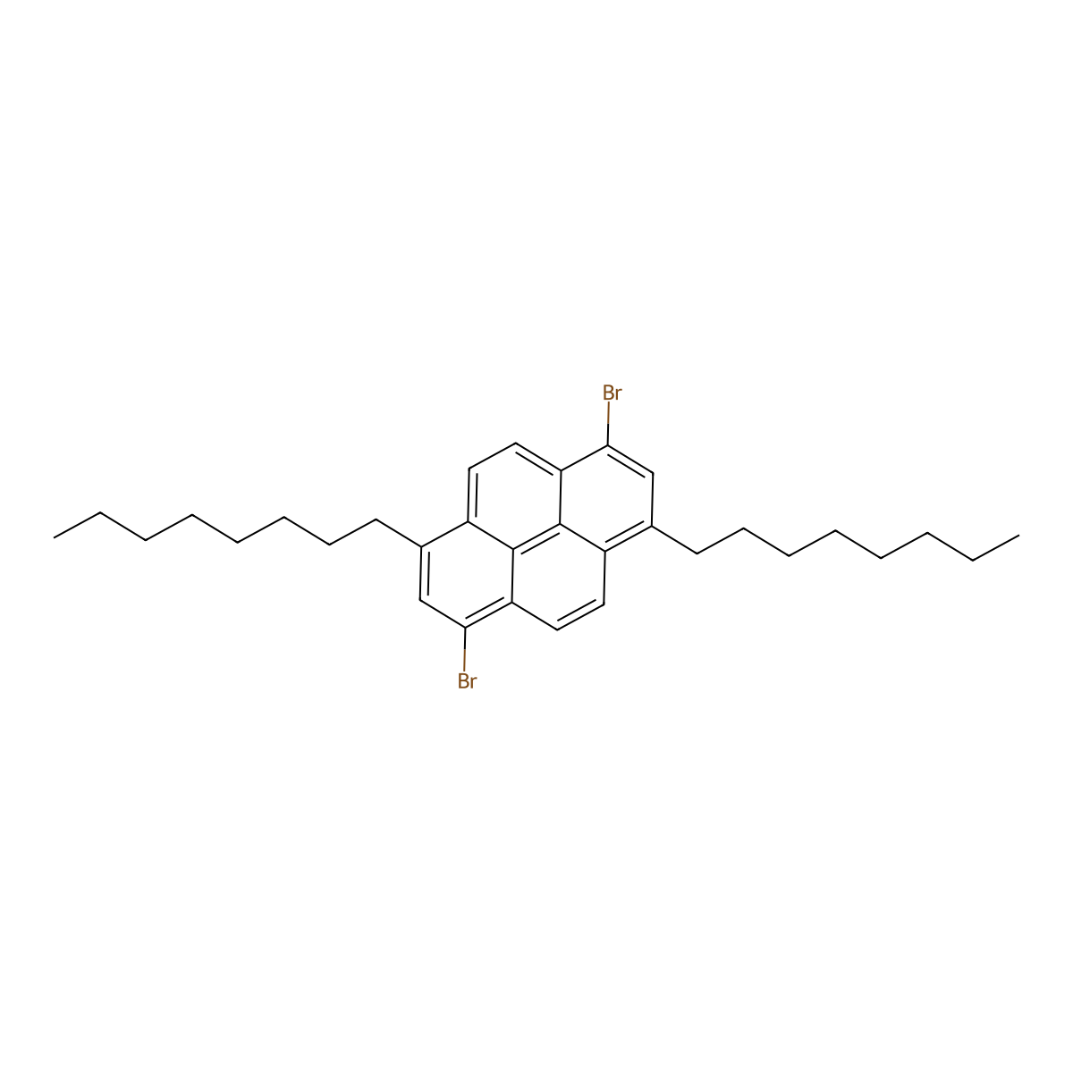 1,6-Dibromo-3,8-dioctylpyrene molecular structure, CAS 2093312-50-4