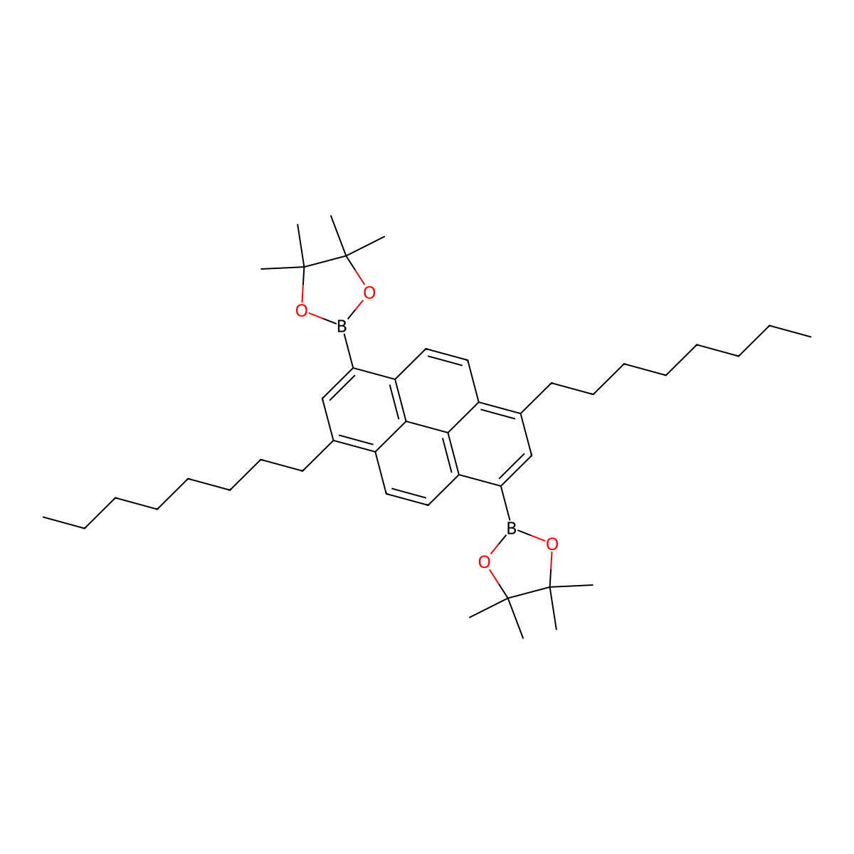 2,2'-(3,8-Dioctylpyrene-1,6-diyl)bis(4,4,5,5-tetramethyl-1,3,2-dioxaborolane) molecular structure, CAS 2093312-51-5