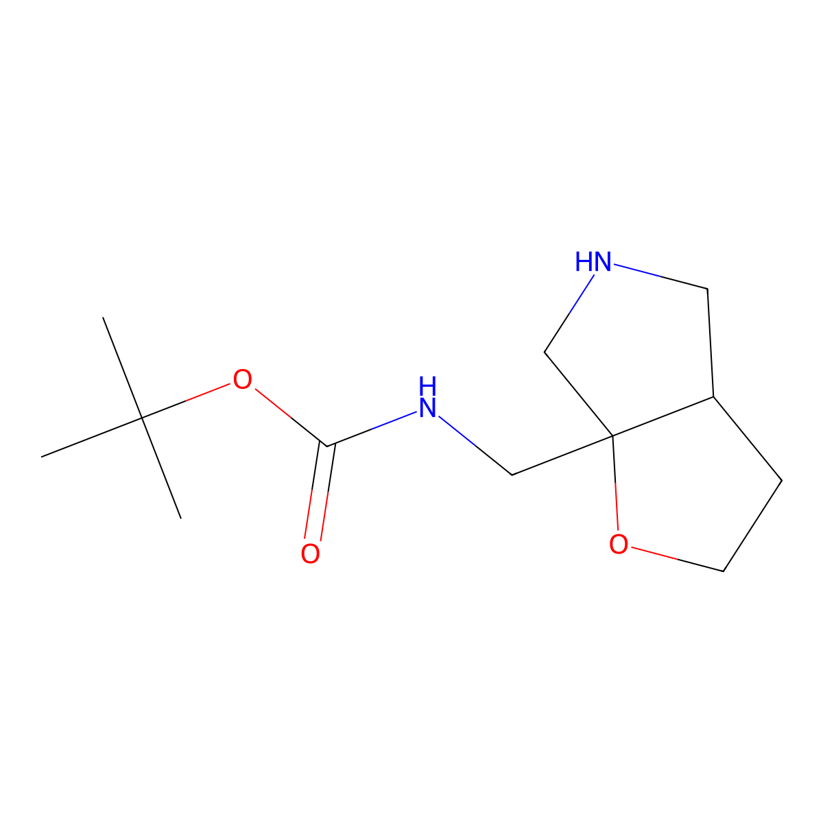 rac-tert-butyl N-{[(3aR,6aR)-hexahydro-2H-furo[2,3-c]pyrrol-6a-yl]methyl}carbamate molecular structure, CAS 209340-13-6