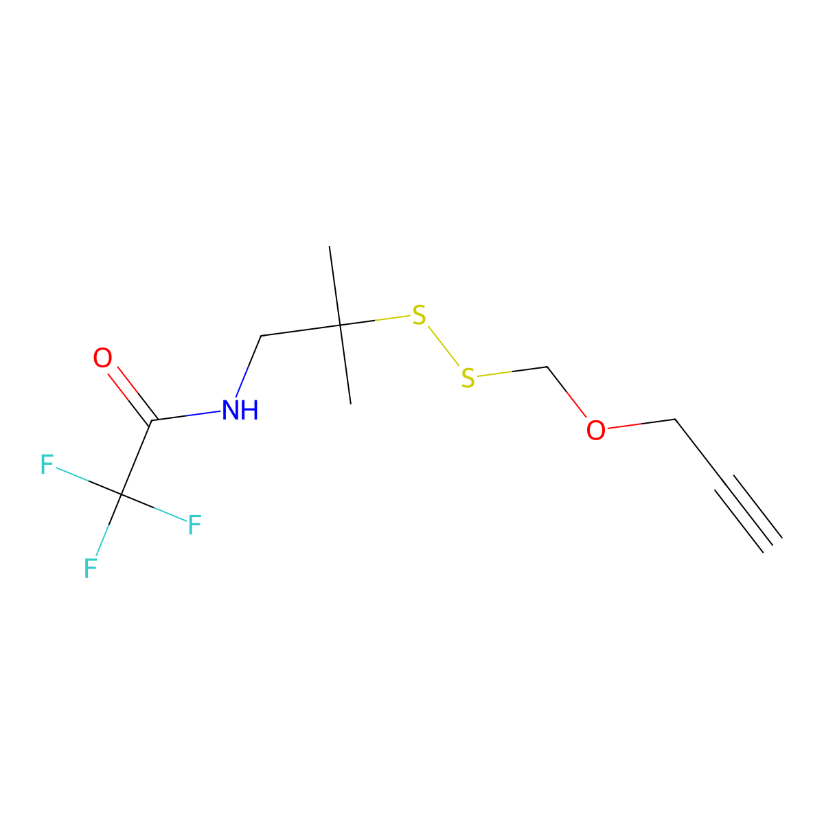 2,2,2-trifluoro-N-[2-methyl-2-(prop-2-ynoxymethyldisulfanyl)propyl]acetamide molecular structure, CAS 2093408-99-0