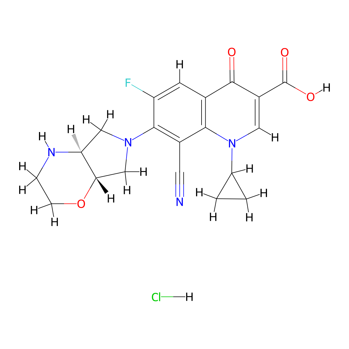 Finafloxacin hydrochloride molecular structure, CAS 209342-41-6