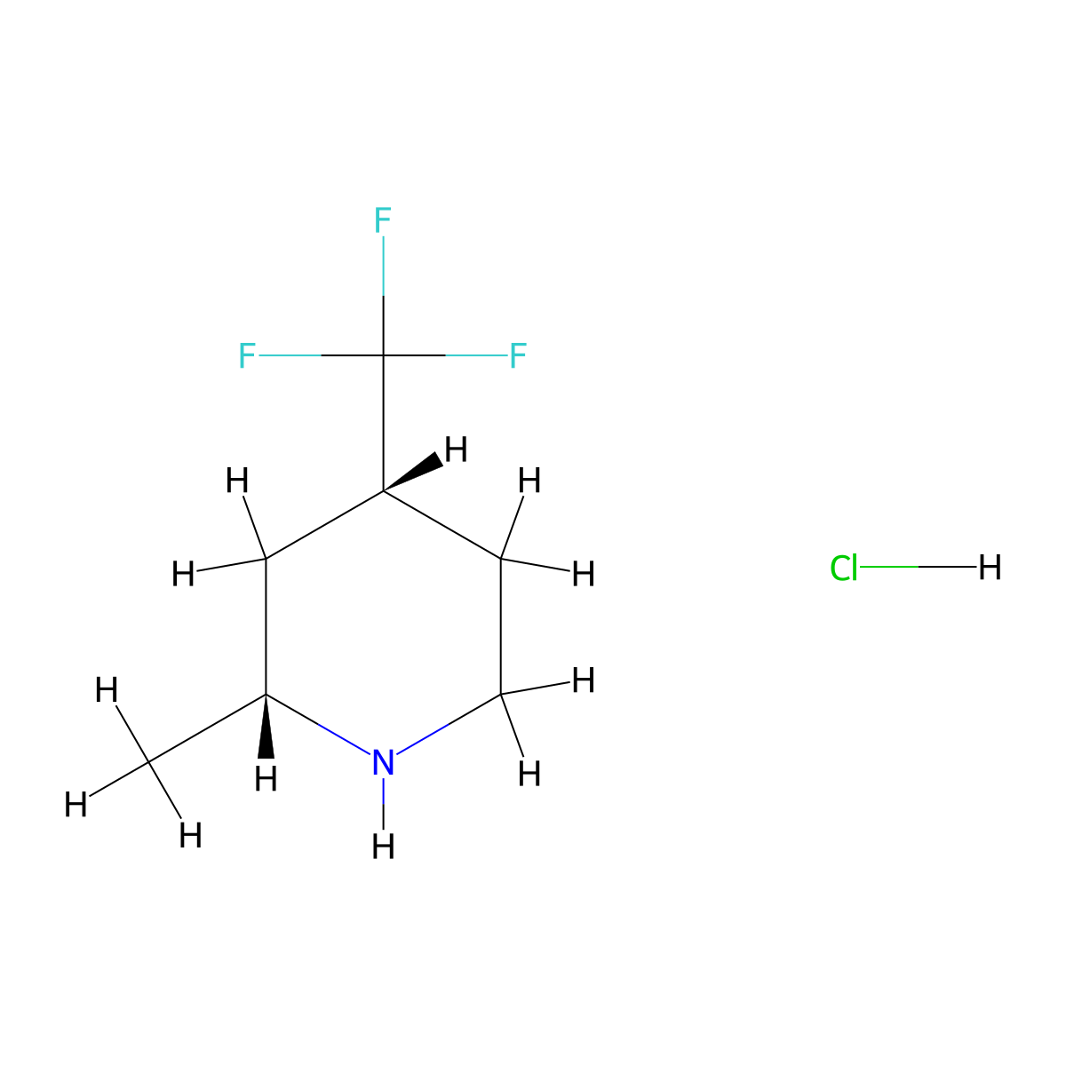 cis-2-Methyl-4-(trifluoromethyl)piperidine;hydrochloride molecular structure, CAS 2093452-30-1