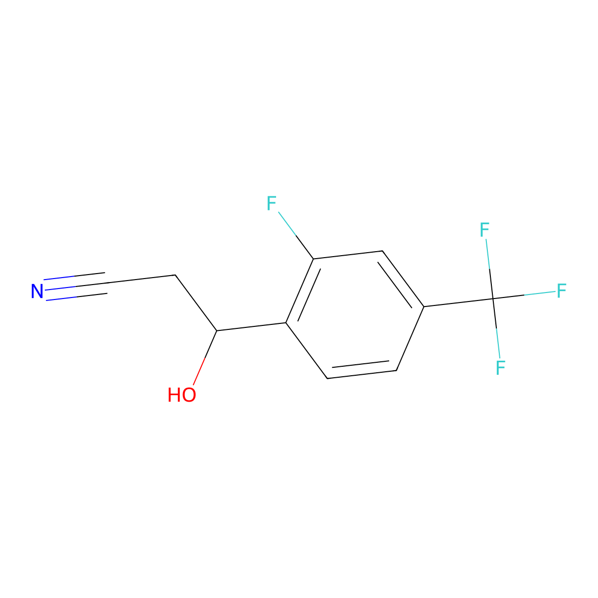 3-[2-Fluoro-4-(trifluoromethyl)phenyl]-3-hydroxypropanenitrile molecular structure, CAS 2093459-17-5