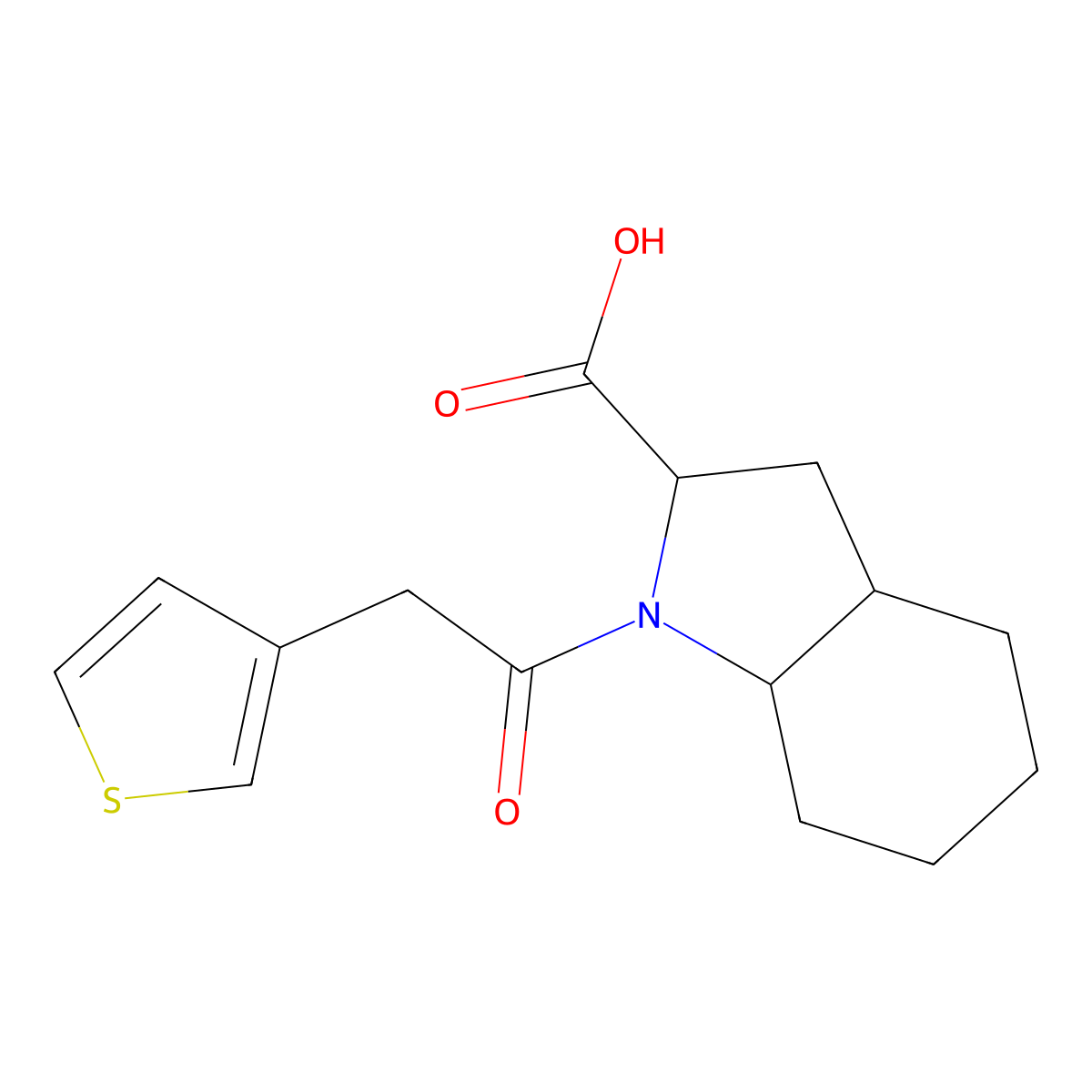 (2S,3aS,7aS)-1-[2-(thiophen-3-yl)acetyl]-octahydro-1H-indole-2-carboxylic acid molecular structure, CAS 2093463-65-9