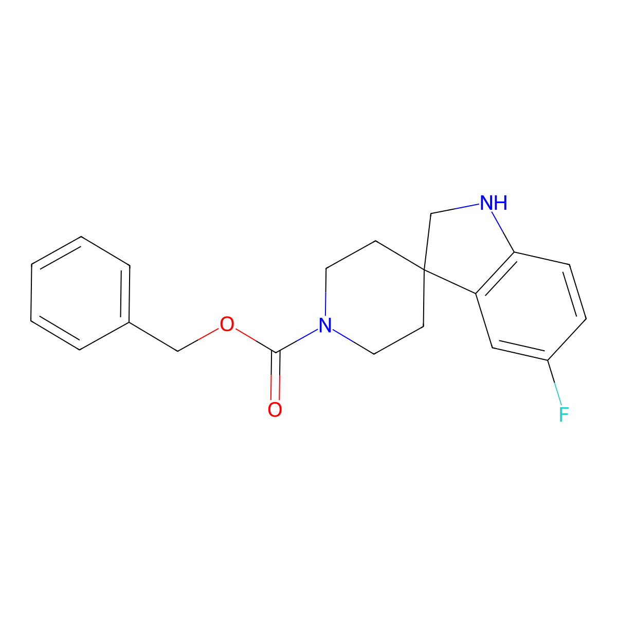 Benzyl 5-fluorospiro[indoline-3,4'-piperidine]-1'-carboxylate molecular structure, CAS 209348-85-6