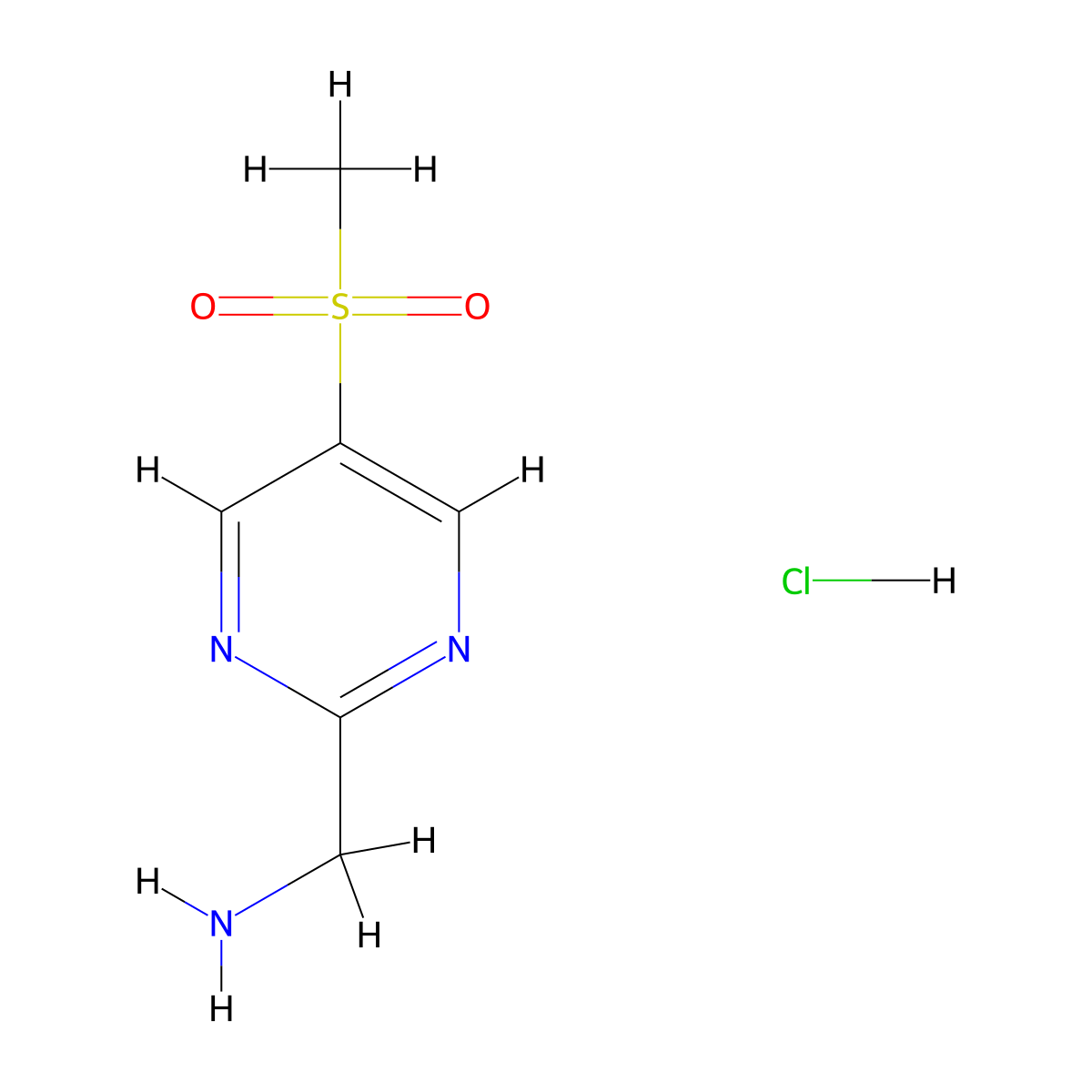 1-(5-Methanesulfonylpyrimidin-2-yl)methanamine hydrochloride molecular structure, CAS 2093484-21-8