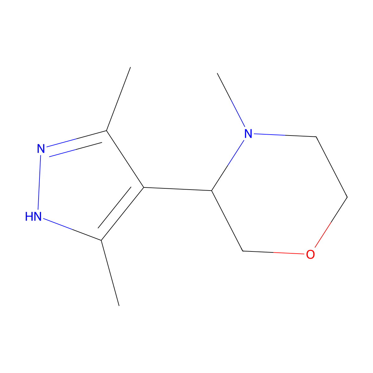 3-(3,5-dimethyl-1H-pyrazol-4-yl)-4-methylmorpholine molecular structure, CAS 2093509-75-0