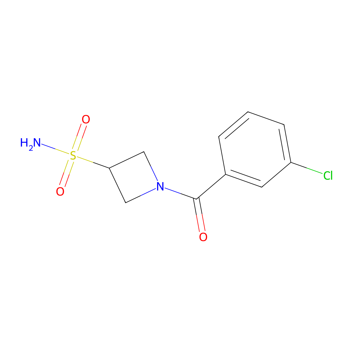 1-(3-Chlorobenzoyl)azetidine-3-sulfonamide molecular structure, CAS 2093533-37-8