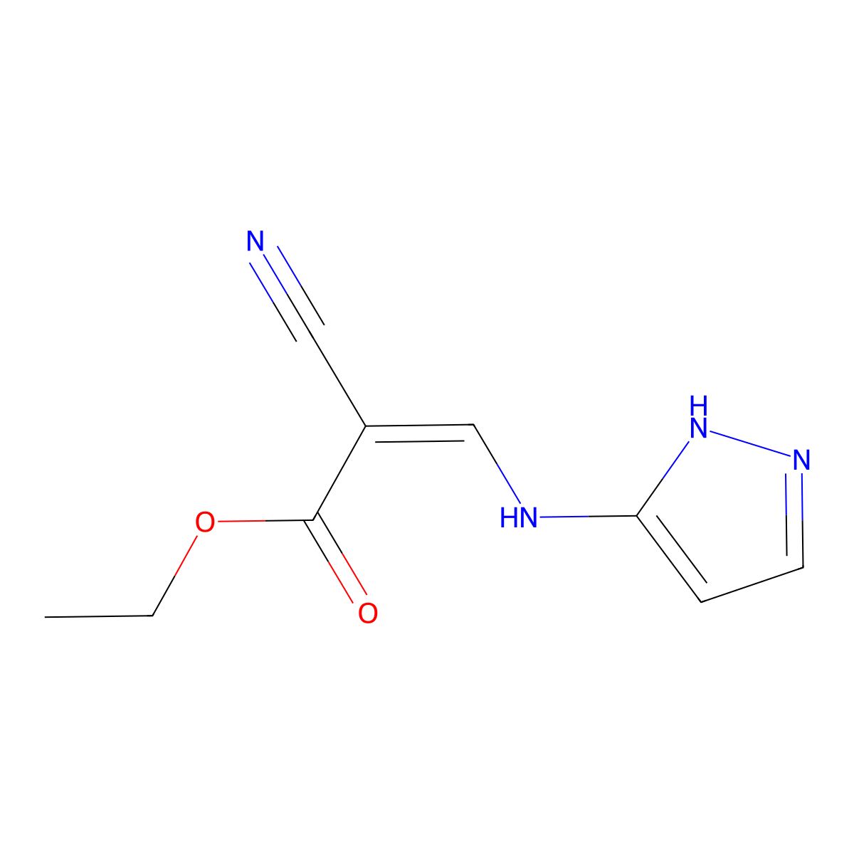 ethyl 2-cyano-3-(1H-pyrazol-5-ylamino)prop-2-enoate molecular structure, CAS 20936-74-7
